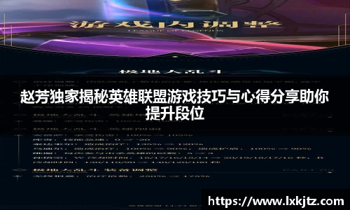 赵芳独家揭秘英雄联盟游戏技巧与心得分享助你提升段位