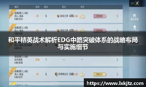 和平精英战术解析EDG中路突破体系的战略布局与实施细节